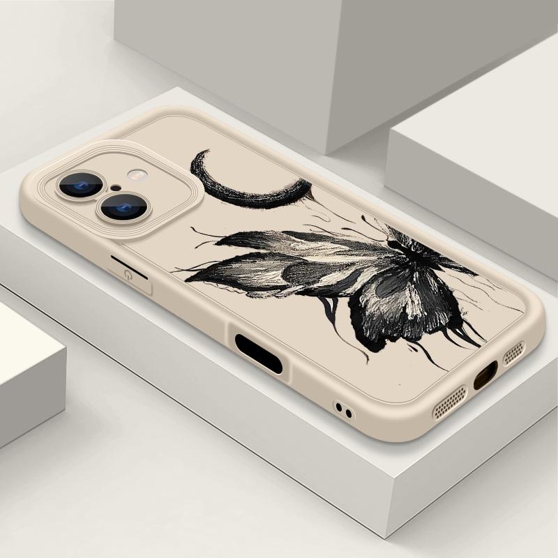 Модный чехол с рисунком луны и бабочки для iPhone 16 Pro Max 15 Plus 14 13 12 Pro 11 TPU мягкий матовый силиконовый противоударный защитный чехол для объектива телефона