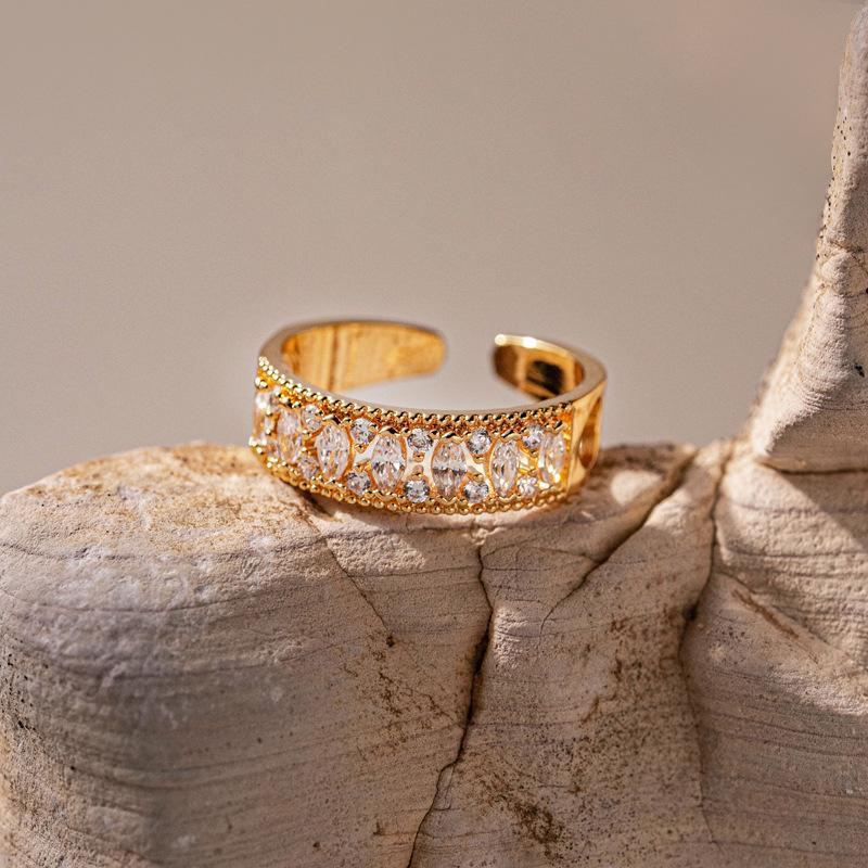 Her Lab | Кольцо с полым цирконом, индивидуальное легкое роскошное ювелирное кольцо