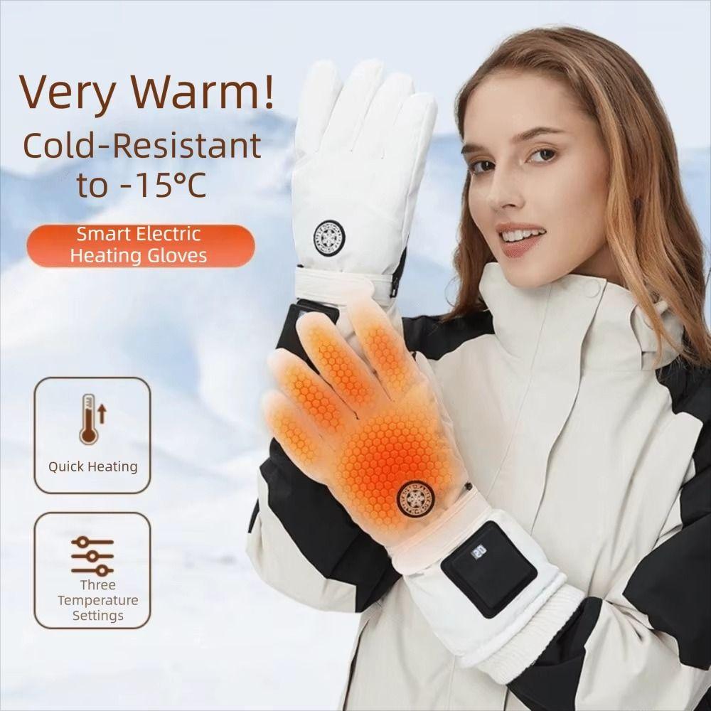 Waterproof Electric Heated Gloves Thickening And Velvet Heating Thermal Mitten Men Women
