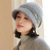 Шапка Женская Вязаная Шапка Осень и Зима Теплая Утолщенная Защита Ушей Новая Рыбацкая Шерстяная Восьмиугольная Шапка