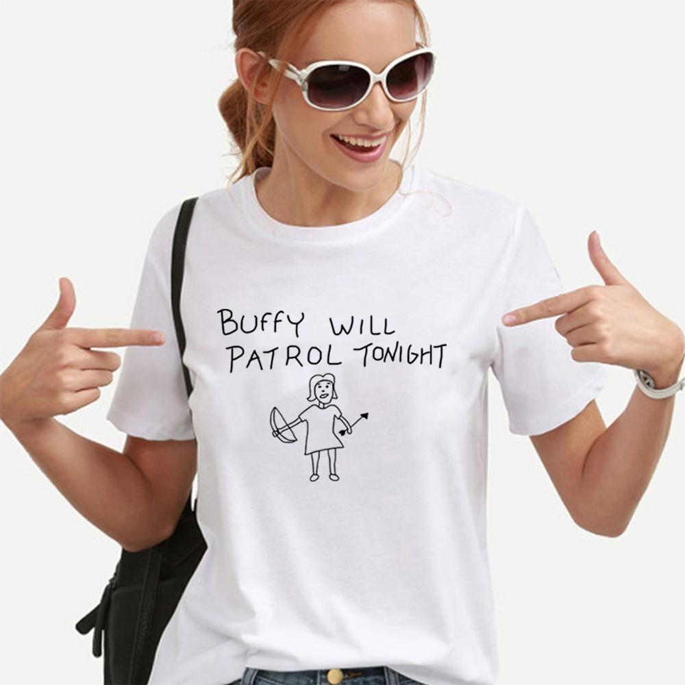 Buffy Will Patrol Tonight Tshirt Buffy Shirt Sunnydale High School Shirts Unisex Graphic Tees Short Sleeve Casual Unisex Clothes