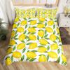 Lemon Duvet Cover, Fresh Tropical Fruit Bedding Set, Lemon Flower Bedroom Decoration Three-Piece Set