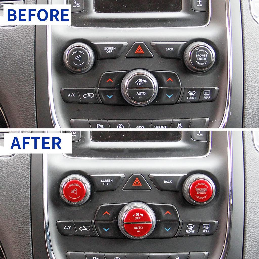Aluminum Alloy Air Conditioner Switch CD Button Pervious Light Patch Cover for 14-20 Dodge Durango 15-22 Dodge Charger Challenger Chrysler 300 for