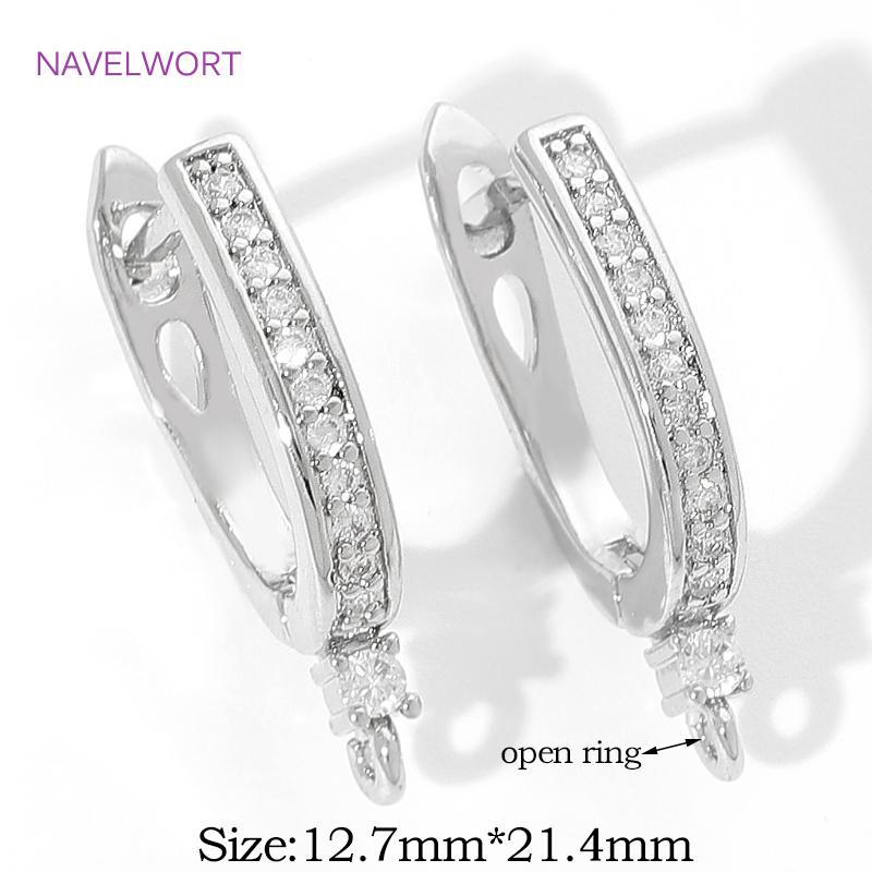18K Gold Plated Brass Earring Hooks Clasp Accessories,Earwires Fasteners,Inlaid Zircon Earring Fixtures,Accessories For Earrings