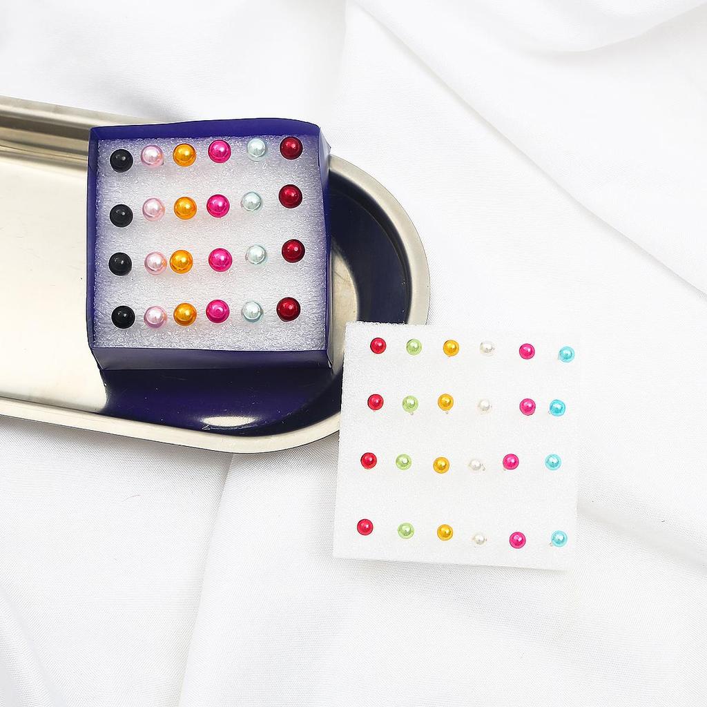 12 пар серег-гвоздиков с искусственным жемчугом, набор серег для женщин и детей с коробкой, серьги, ювелирные изделия