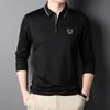 Solid Color Long-sleeved New T-shirt for Men Spring New Fashion Casual Lapel Embroidered POLO Shirt Slim Fit Top