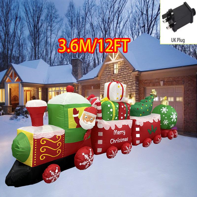 Outdoor Christmas Decorations Santa Claus Vehicle LED Lights Inflatable Model Toys Holiday Gift Props Indoor Party Xmas Decor