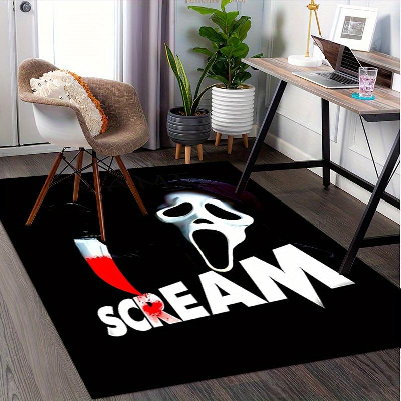 Scream, Ghostface, Knife Office Carpet Soft Polyester Entrance Carpet Washable Non-slip Machine Washable Indoor Carpet Living Room Bedroom D