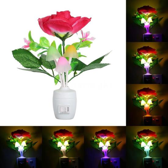 Светодиодная ваза для цветов, настенная розетка, датчик света, меняющий цвет, ночная лампа, декор