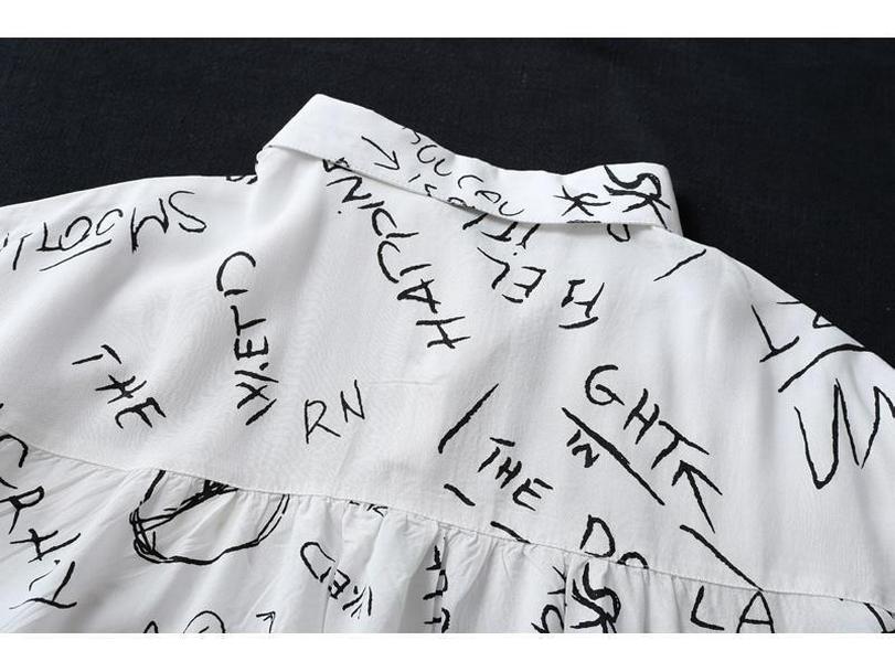 Женская летняя кардиган-рубашка с длинным рукавом и принтом букв - Защита от солнца Пляжная одежда 2024