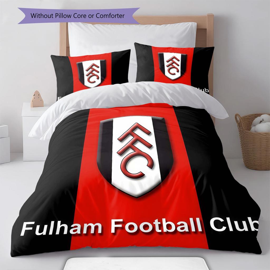 Fulham F.C Pattern Bedding Quilt Set Quilt Cover Pillowcase Home Decoration Birthday Gift (1 * duvet cover + 2 * pillowcase, without core)