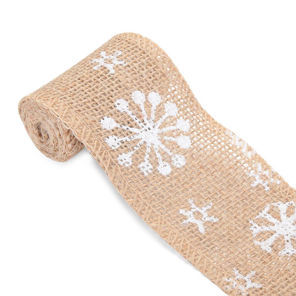 Craft Rustic Vintage Merry Christmas Wedding Snowflake Sisal Trim Snowflake Lace Ribbon Jute Burlap