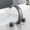 Light Luxury Bathroom Basin Faucet Gun Gray Copper Three Holes Two Handles Hot Cold Mixed Water Faucet Household  Basin Tap