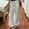 Рваные белые джинсы из денима женские летние драпированные с высокой талией прямые свободные скинни брюки со шлейфом широкие брюки ретро уличный стиль мешковатые джинсы для леди