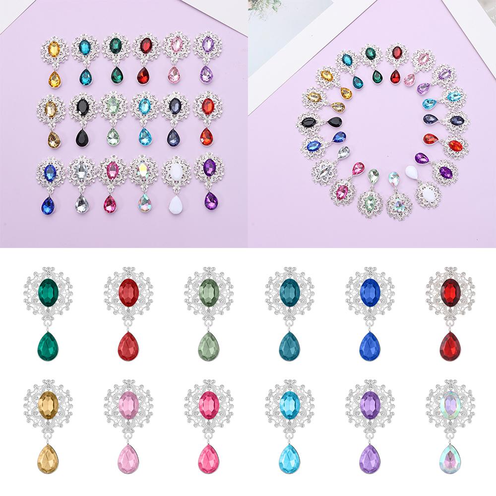 Faceplate Garment Decorative Water Droplets Sewing Button Alloy Rhinestone Pendant Scrapbooking