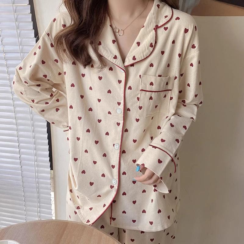 Korean Style Spring Autumn Rest Pajamas for Women Fashion Long Sleeve Pants High Grade Elegant Comfortable Lapel Loungewear