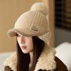Женская осенне-зимняя толстая меховая вязаная шапка с шариками, однотонная бейсболка