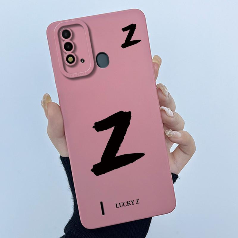 For ITEL Vision 2S P37 P651L P651W Case Cover Lucky Initial Letter Silicone Soft Matte Phone Bumper for ITEL Vision2S P37 Casing
