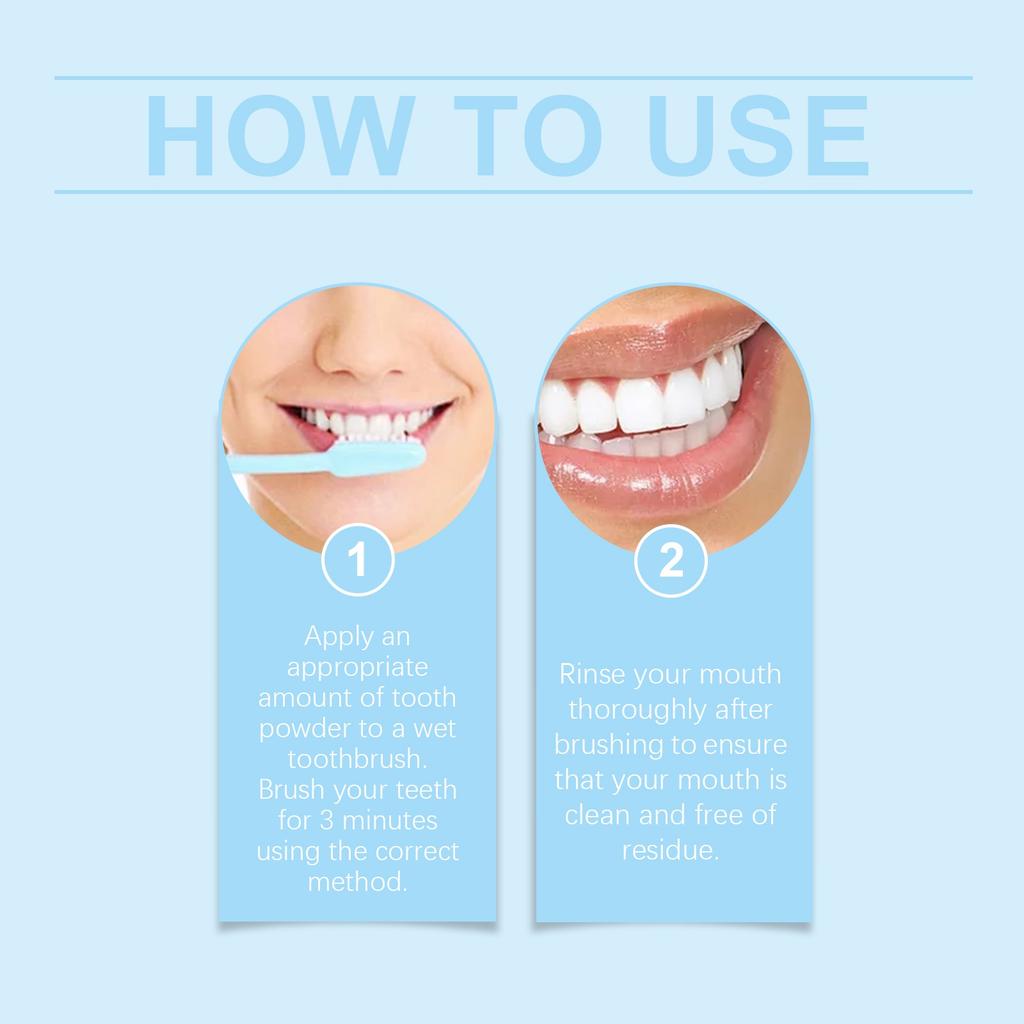 Зубной порошок для отбеливания и удаления пятен укрепляет зубную эмаль, отбеливает зубы, удаляет пятна и освежает дыхание