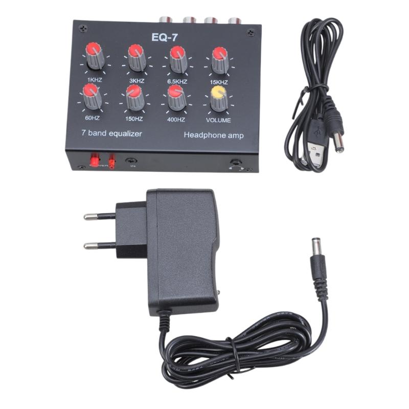 7 Band Digital Equalizer 3.5mm Jack Dual Channel Audio Headset Amplifier 12dB High Bass Adjustment for Mobile Phone