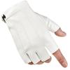 White Fang NT153 Men's Fingerless Leather Gloves for Street, Rock, and Punk Styles (White)