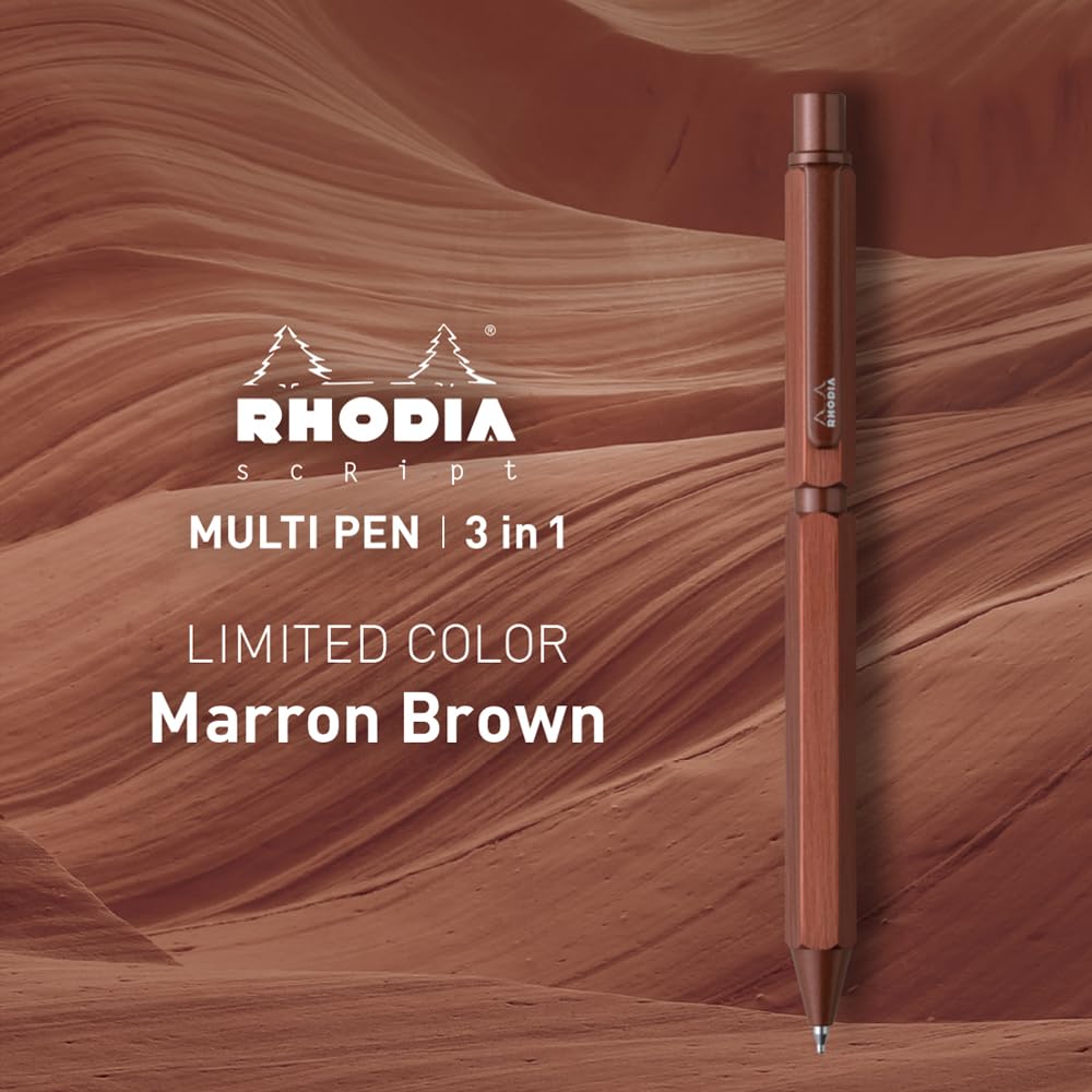 Rhodia Ручка шариковая ручка Maron 2 цвета механический карандаш алюминиевый корпус обработка волосяной линии роторного типа RHODIA SCRIPT cf9348 многофункциональная "Script
