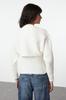 Women's Fashion Stylish Cardigan Ecru Soft Textured Bolero Knitwear Cardigan