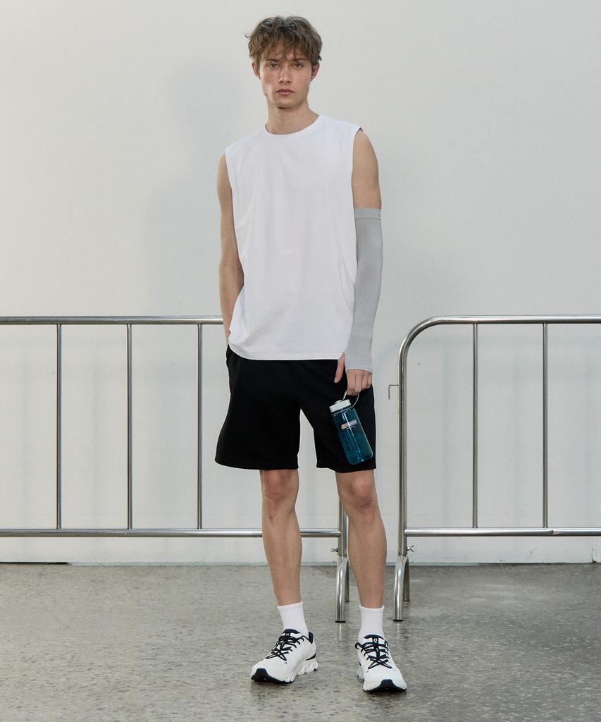 BASIC HOUSE Men'S Cool Sorona Round Neck Sleeveless T-Shirt White Lzts3105