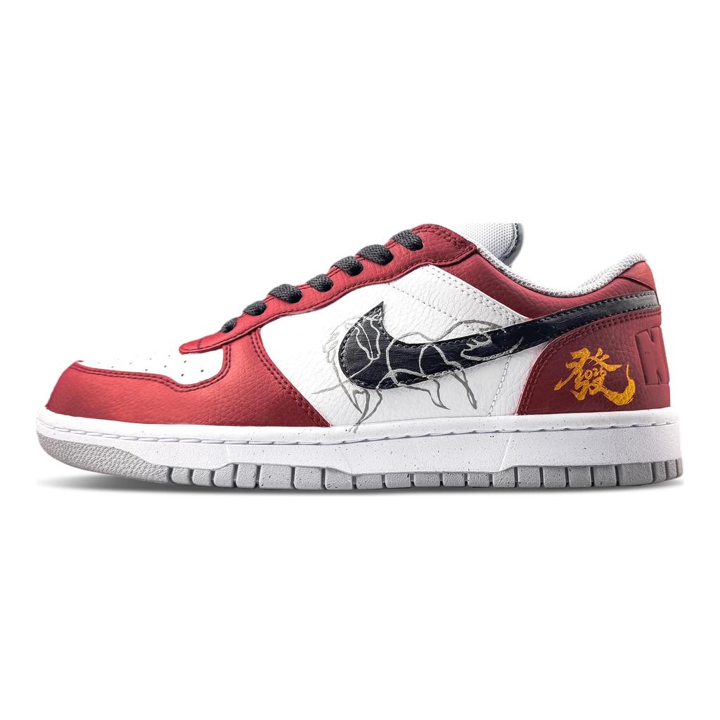 Nike Big Abrasion Resistant Breathable Low top Skateboard Shoes Men's Red 355152-106(team1702-)