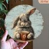 Винтажная металлическая табличка с кроликом и кофе 20 см Ретро настенный декор Круглый жестяной плакат