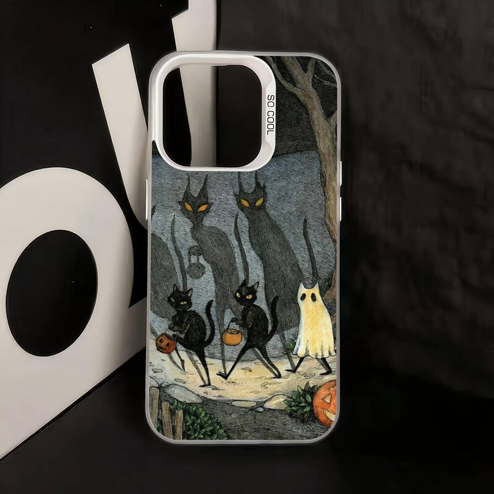 Dark Funny Monster Cat Phone Case For iPhone 17 Air 16 15 14 11 12 13 Pro Max Plus X XR XS Colored Silver Hard Cover