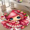 1pc Strawberry Princess5 Design Printed Area Round Carpet for Bedroom Living Room Home Decor Rugs Mat Non Slip Mat Rug for Bedside