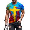 Футболка с принтом «Христианский крест» ярких и ярких цветов для мужчин, короткий рукав, повседневная уличная мужская футболка с 3D-принтом
