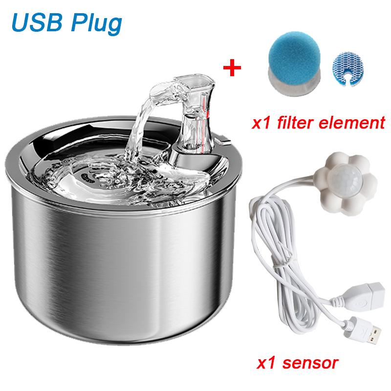 Intelligent Cat Drinking Water Fountain Sensor Automatic Circulating Pet Water Dispenser Stainless Steel Fountain With Filters