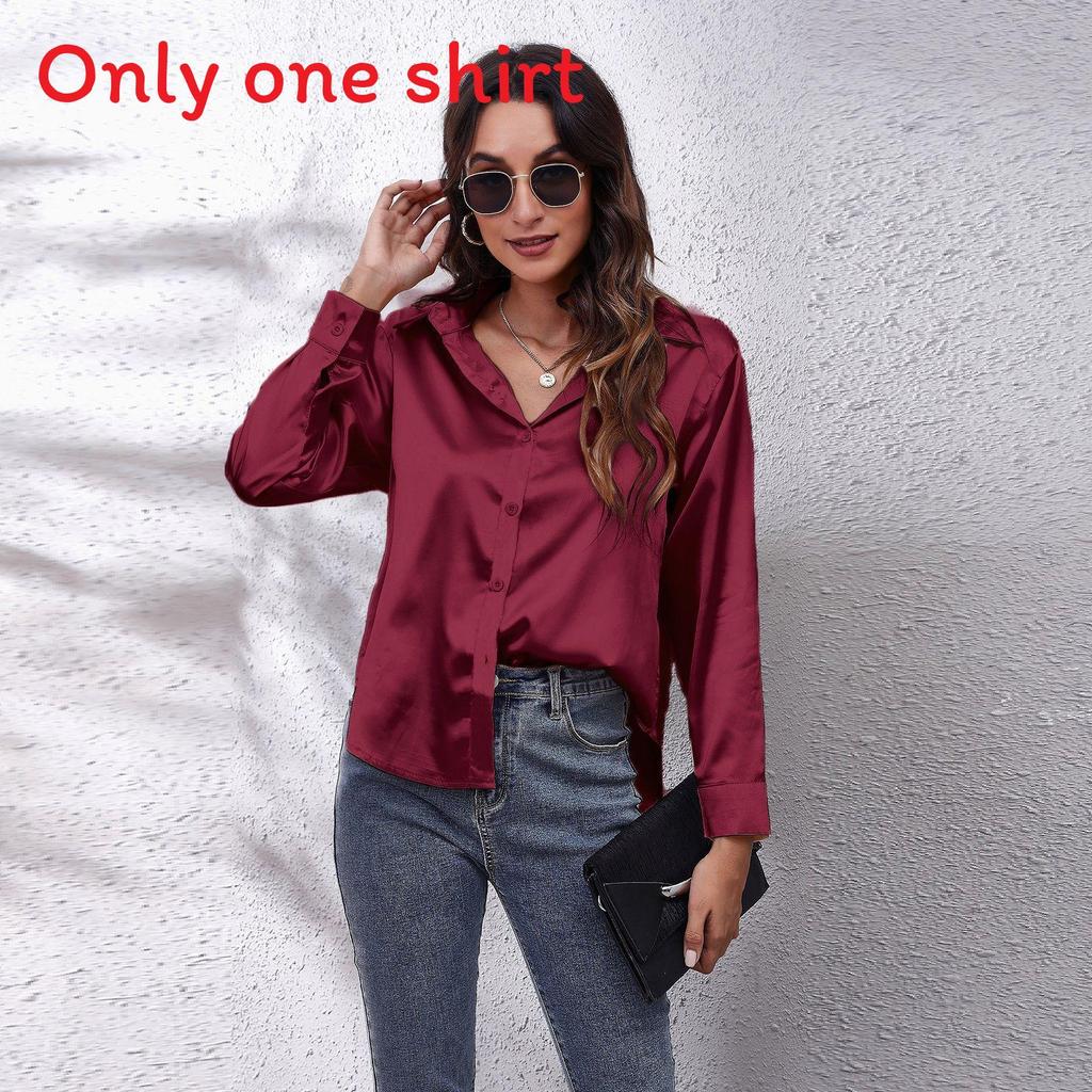 Satin Shirt For Women With Long Sleeves And Button Front For Office Wear
