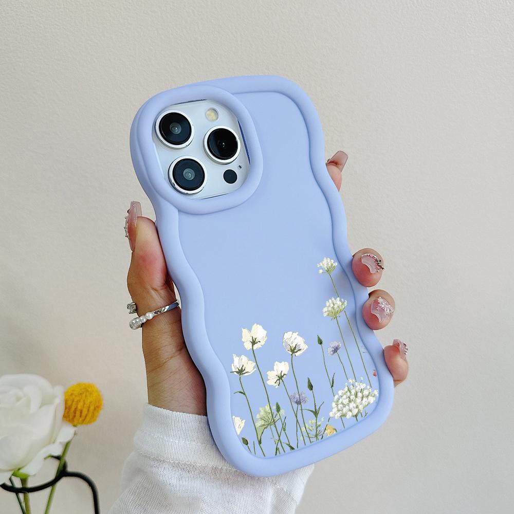 Чехлы для телефонов N93 Peony Macaron Wavy Edge для iPhone 16 Pro Max Samsung S24 Plus S23 Ultra A35 A55 A05s Xiaomi Redmi Note 13 Honor Противоударный чехол