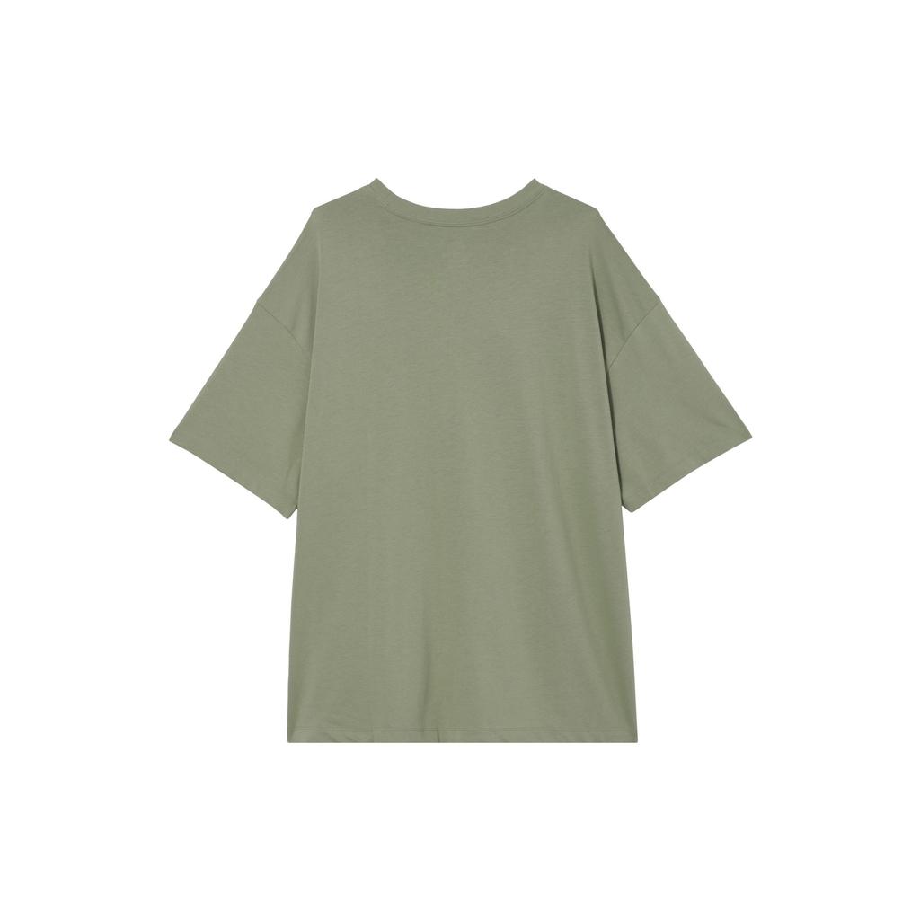 Nike Спортивная одежда Essentials, свободная однотонная футболка с круглым вырезом, повседневная, с принтом, коротким рукавом, спущенными плечами, женские топы, масляно-зеленый DX7911-386