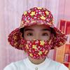 Women Anti-UV Sun Hat Beach Foldable Sunscreen Floral Print Caps Neck Face Care Wide Brim Hat New Summer Outdoor Riding