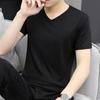 Летняя мужская футболка с V-образным вырезом из ледяного шелка, сплошной цвет, повседневный стиль, с коротким рукавом, приталенный пуловер, повседневная одежда, молодежный спортивный топ для подростков