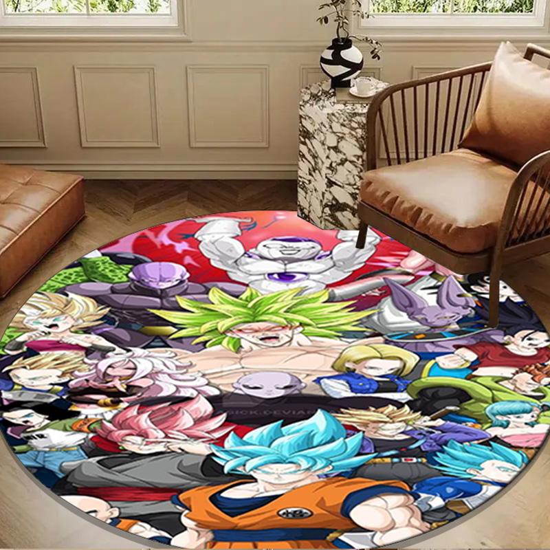 Goku Anime Round Rug for Livingroom,Bedroom, Palyroom, Chair Rug, Area rug, Circle Carpet, Large Size Fan Christmas gift