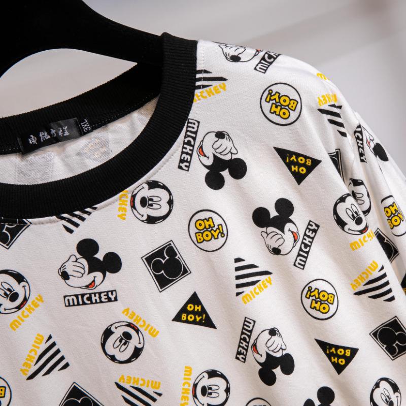 Свитшот оверсайз с круглым вырезом и принтом Микки в корейском стиле 2025 года - женский топ с длинным рукавом для весны и осени