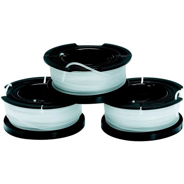 BLACK+DECKER Lot de 3 Bobines de Rechange pour Coupe-Bordures, Bobine Reflex Plus A Déroulement Automatique, 3 x 10 m de F7