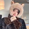 Two-Piece Set Winter Scarf Hat Windproof Plush Hat Scarf Warm Neck Warmer  Women