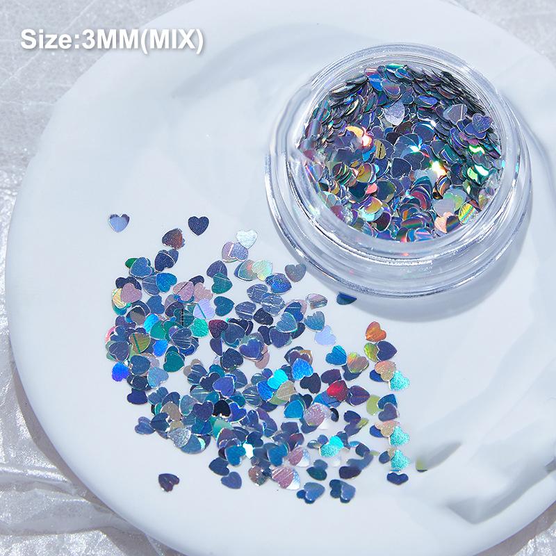 Мини сверкающий лазерный блеск для ногтей сверкающий красочный патч любовь бабочка волна точка звездный лазер серебряный блеск для ногтей украшение