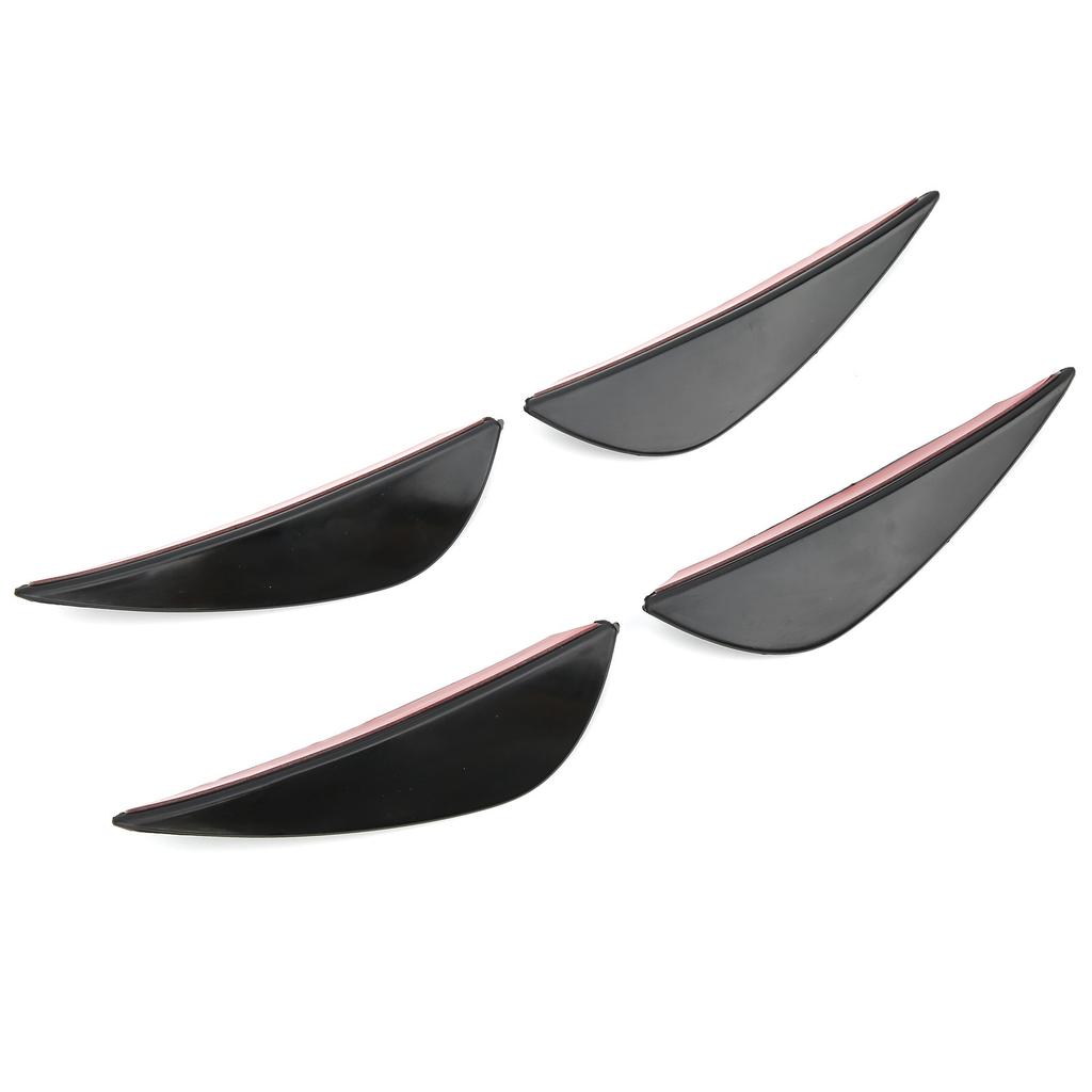 4pcs Front Bumper Air Knife Spoiler Modification Universal Diffuser PVC Paste TypeGlossy Black