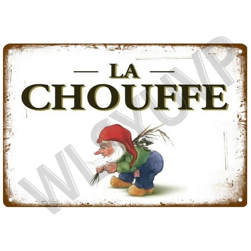 La Chouffe Retro Hertog Jan Металлическая вывеска Жестяная вывеска Виски Бельгия Пиво Дощечка Металлический настенный декор Винтажный декор Плакатные тарелки Мужская пещера