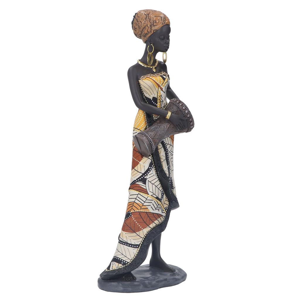 African Drum Statue Hand Crafted Lifelike Appearance Musician African Statues Resin African Statue