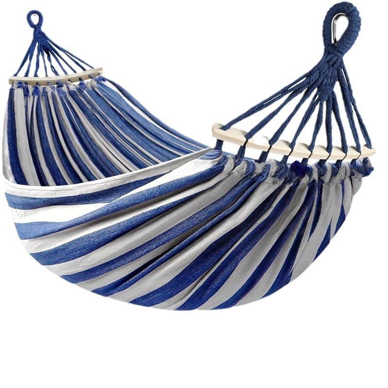 Холщовый гамак против перекатывания Двойной Кемпинговый с Изогнутыми Деревянными Шестами Уличная Кровать-качели для Двоих