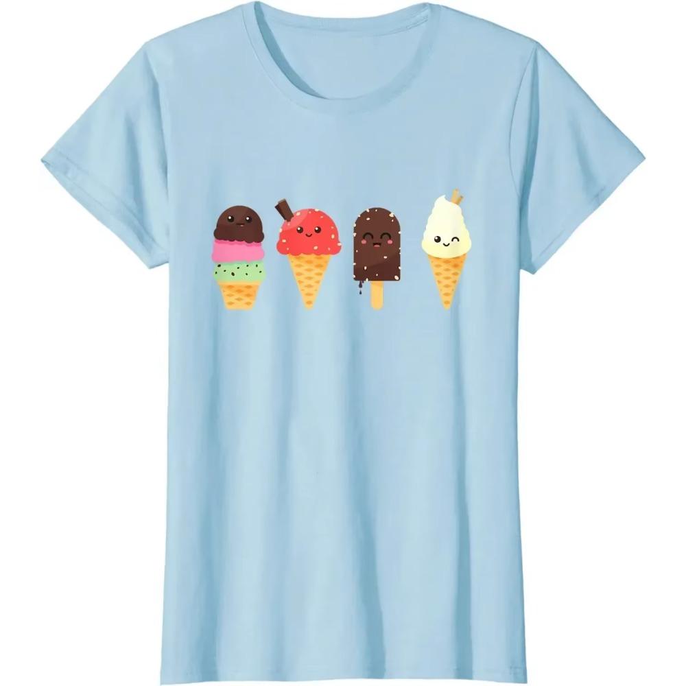Мультяшные футболки для любителей мороженого на лето, мужская одежда, повседневные хлопковые футболки на каждый день, на все четыре сезона, оверсайз футболка S-6XL