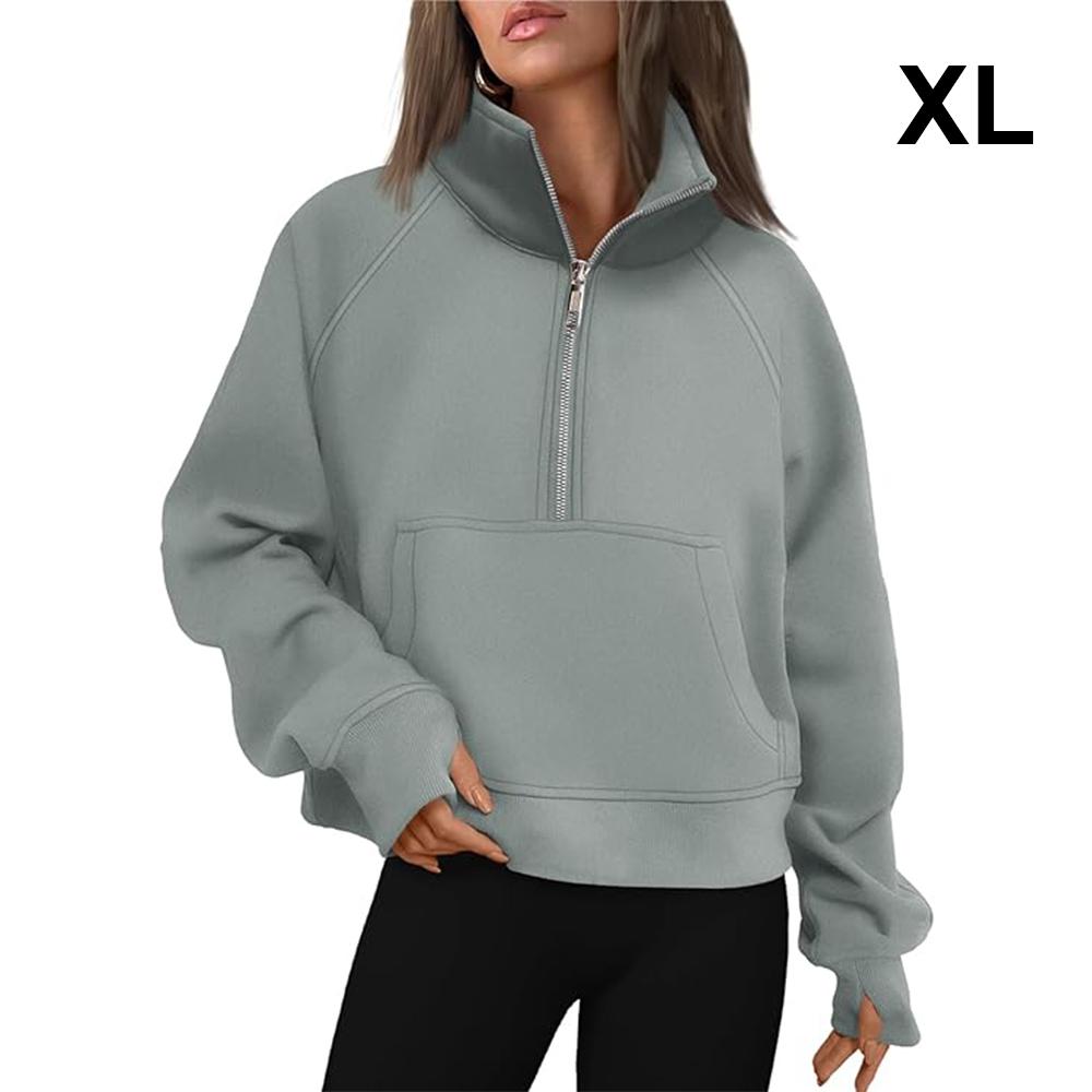 Женские толстовки на молнии, укороченный пуловер, флисовые толстовки на молнии на четверть, осенняя одежда, одежда с отверстием для большого пальца